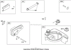 MUFFLER AND FUEL TANK ASSEMBLY BRIGGS AND STRATTON 124T02-0203-B1