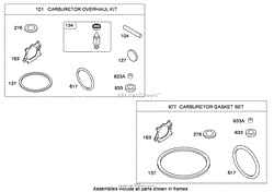 CARBURETOR OVERHAUL KIT BRIGGS AND STRATTON 126T05-0933-B1
