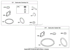 CARBURETOR OVERHAUL KIT BRIGGS AND STRATTON 124T02-0215-B1