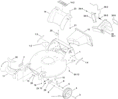 DECK HOUSING, FRONT WHEEL AND REAR DOOR ASSEMBLY