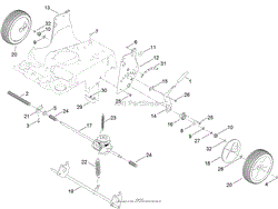 TRANSMISSION, REAR WHEEL AND HEIGHT-OF-CUT ASSEMBLY