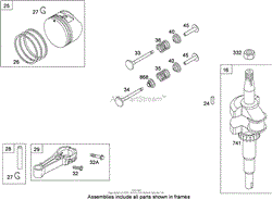 CRANKSHAFT, PISTON, RING AND CONNECTING ROD ASSEMBLY BRIGGS AND STRATTON 124T02-0203-B1