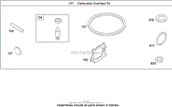 CARBURETOR OVERHAUL KIT BRIGGS AND STRATTON 124T02-0206-B1
