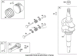 CRANKSHAFT, PISTON, RING AND CONNECTING ROD ASSEMBLY BRIGGS AND STRATTON 124T02-0206-B1