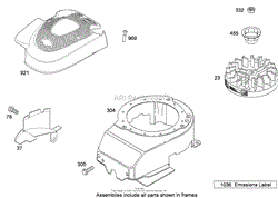 BLOWER HOUSING AND FLYWHEEL ASSEMBLY BRIGGS AND STRATTON 124T02-0203-B1