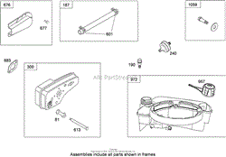 MUFFLER AND FUEL TANK ASSEMBLY BRIGGS AND STRATTON 124L02-0126-F1