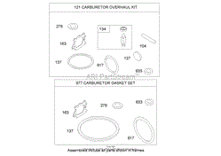 CARBURETOR OVERHAUL KIT ASSEMBLY BRIGGS AND STRATTON 122K02-0172-E1