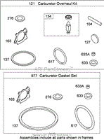 CARBURETOR OVERHAUL KIT BRIGGS AND STRATTON 126T02-0233-B1