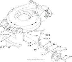 FRONT WHEEL AND HEIGHT-OF-CUT ASSEMBLY