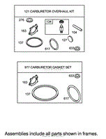 CARBURETOR OVERHAUL KIT ASSEMBLY BRIGGS AND STRATTON 12H802-1720-B1