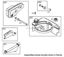 MUFFLER AND FUEL TANK ASSEMBLY BRIGGS AND STRATTON 12H802-1720-B1