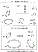 CARBURETOR OVERHAUL KIT BRIGGS AND STRATTON 126T02-0231-B1