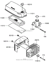 AIR FILTER AND MUFFLER ASSEMBLY KAWASAKI FJ180V-AS28