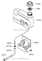 FUEL TANK AND FUEL VALVE ASSEMBLY KAWASAKI FJ180V-AS28