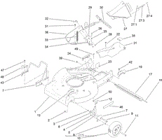 HOUSING, DISCHARGE CHUTE AND FRONT WHEEL ASSEMBLY