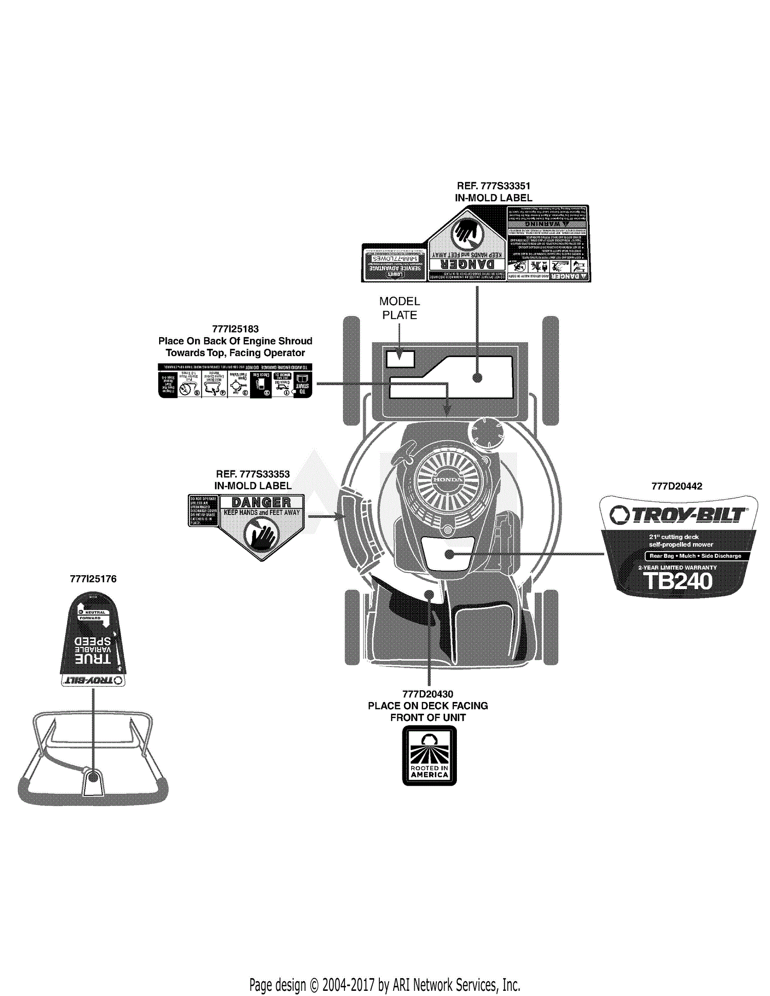 Troy Bilt TB240 12AVB2AQ711 2015 12AVB2AQ711 TB240 2015 Parts Diagrams