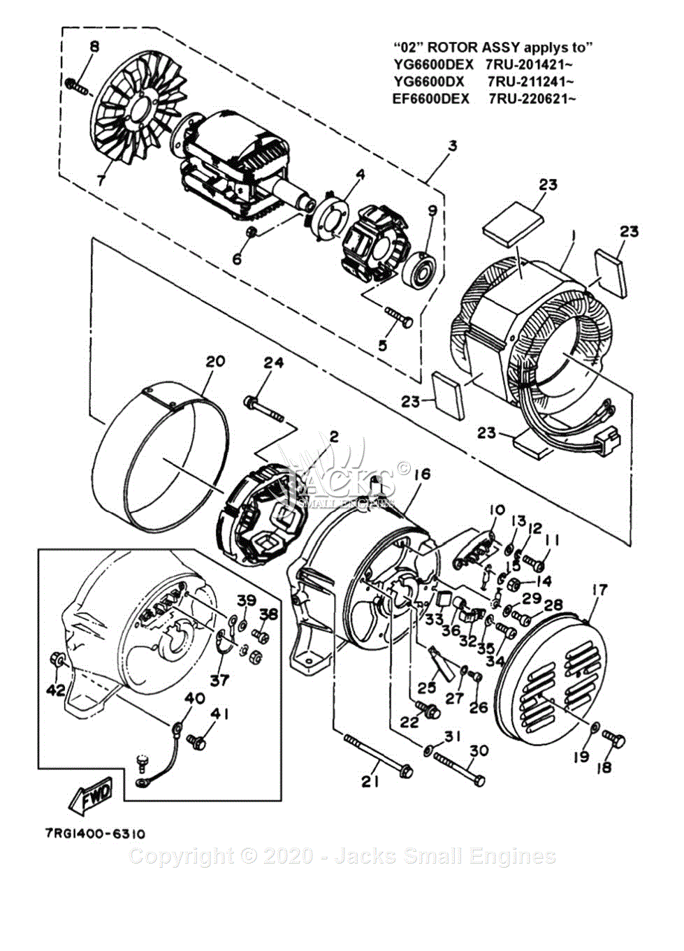Yamaha YG6600DE Parts Diagram for GENERATOR EF YG6600DEX Yamaha YG6600DE Parts Diagram for GENERATOR EF YG6600DEX