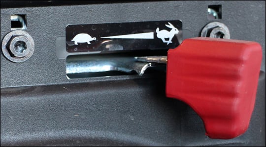 Move the Throttle to Fast Position (rabbit symbol)