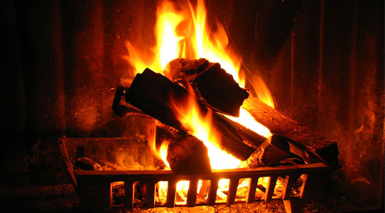 A warm fire, perfect to get a romantic night started