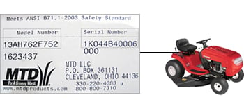 MTD Riding Mower Model Locator