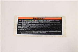 SPRAYER WARNING LABEL 777499